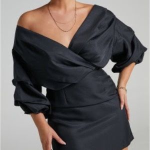 Black Off Shoulder Mini Dress
